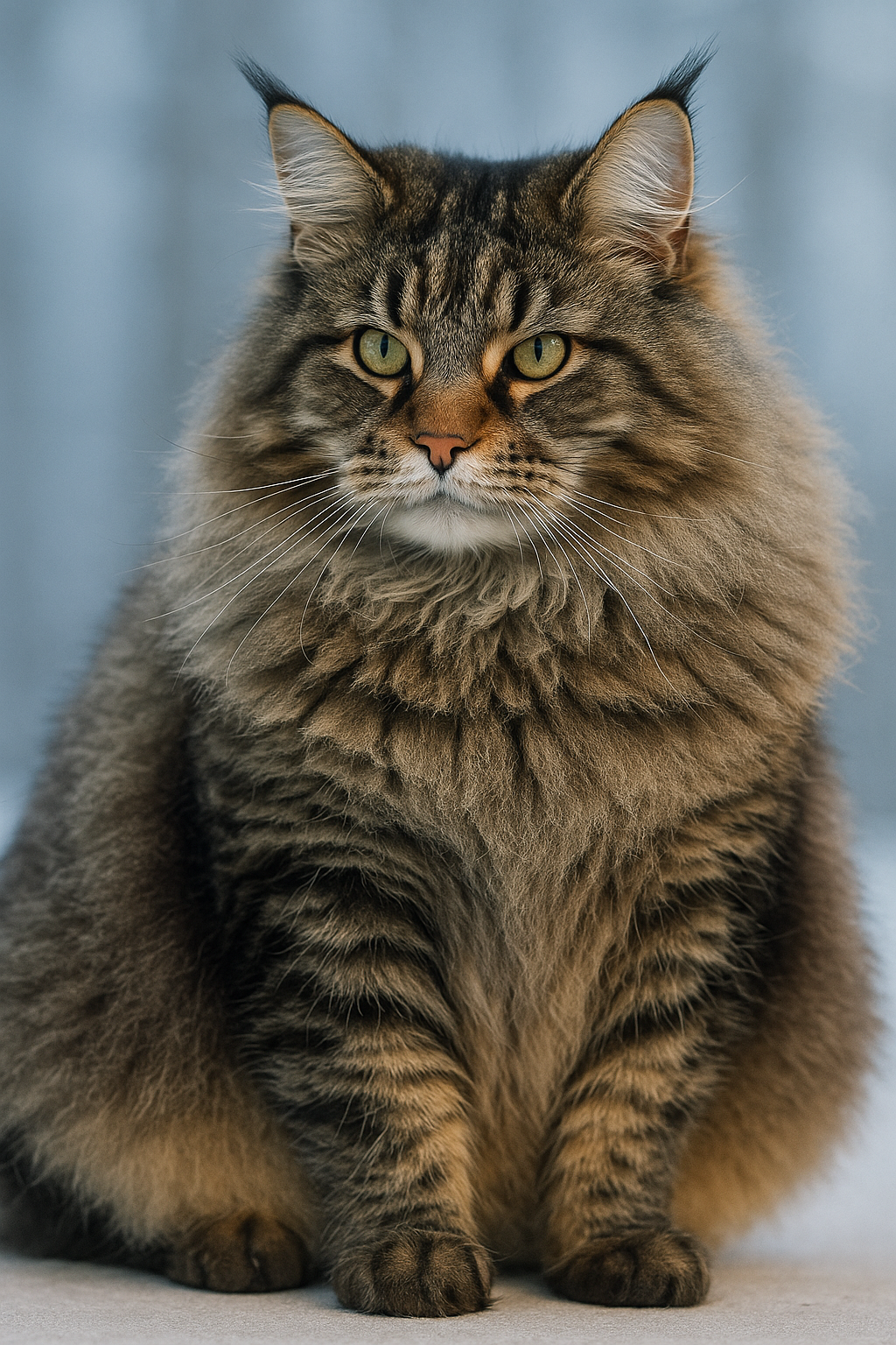 Maine Coon cat with thick winter undercoat
